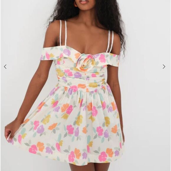 For Love & Lemons Johannes Mini Dress Multi 1X NWT in packaging